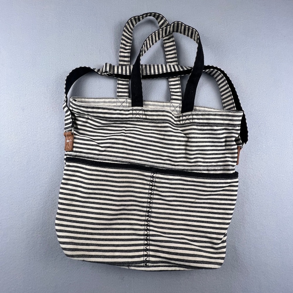 Thirty-One Retro Metro Crossbody Bag Striped Canvas Tote Summer Sailor